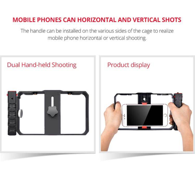 YELANGU YLG0901B Vlogging Transmisión en vivo Smartphone Jaula de plástico Video Rig Filmación Grabación Mango Estabilizador Soporte para iPhone, Galaxy, Huawei, Xiaomi, HTC, LG, Google y otros teléfonos inteligentes, YLG0901B - venhogarsa.com