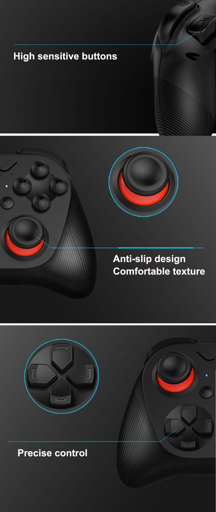 MOCUTE-050 Controlador remoto inalámbrico Bluetooth / Controlador mini gamepad / Controlador de reproductor de música para teléfono celular / tableta Android / iOS