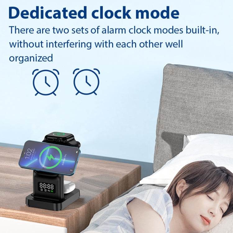 YP-HY05 15W 5 en 1 Cargador inalámbrico multifuncional magnético con reloj, 5 in 1 - venhogarsa.com