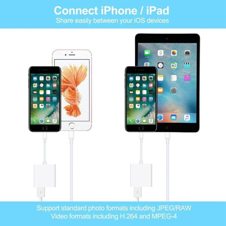 ZS-KL21806 2 en 1 8 pines a USB 3.0 + Adaptador OTG de lectura USB para cámara, compatible con sistemas IOS 13 y superiores - venhogarsa.com