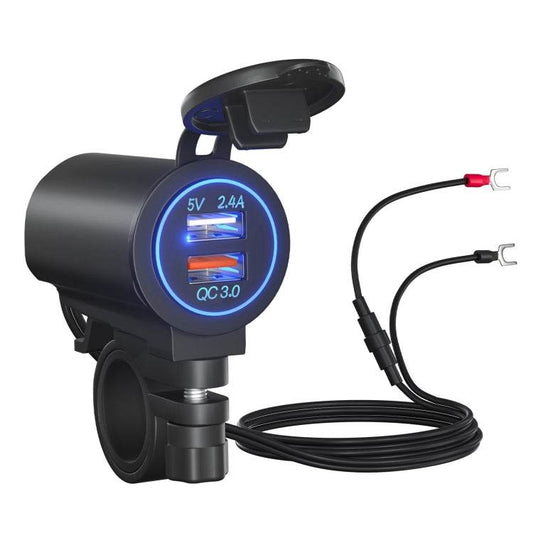 ZH-723F5 Cargador de coche USB dual de carga rápida para teléfono celular QC3.0 para coche/motocicleta - venhogarsa.com