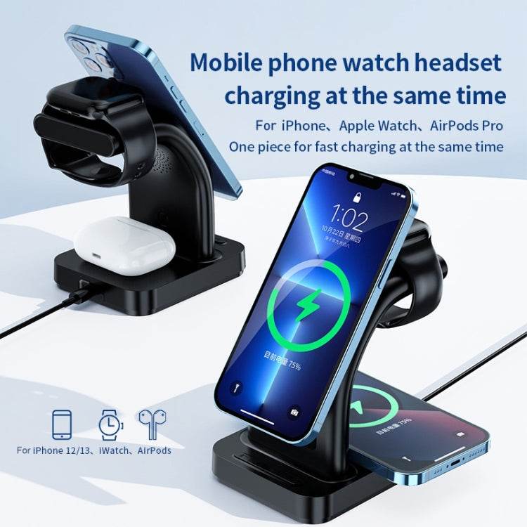 YP-HY05 15W 5 en 1 Cargador inalámbrico multifuncional magnético con reloj, 5 in 1 - venhogarsa.com