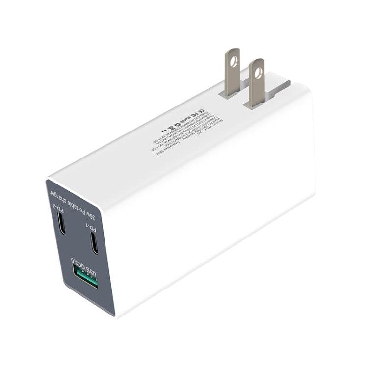 WLX-X3 36W 90 grados Cargador USB multifunción portátil con clavija plegable, enchufe de EE. UU. - venhogarsa.com