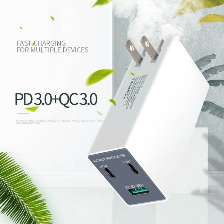 WLX-X3 36W 90 grados Cargador USB multifunción portátil con clavija plegable, enchufe de EE. UU. - venhogarsa.com