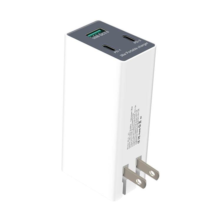 WLX-X3 36W 90 grados Cargador USB multifunción portátil con clavija plegable, enchufe de EE. UU. - venhogarsa.com