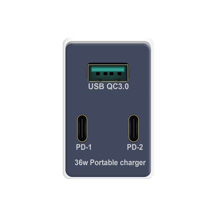 WLX-X3 36W 90 grados Cargador USB multifunción portátil con clavija plegable, enchufe de EE. UU. - venhogarsa.com