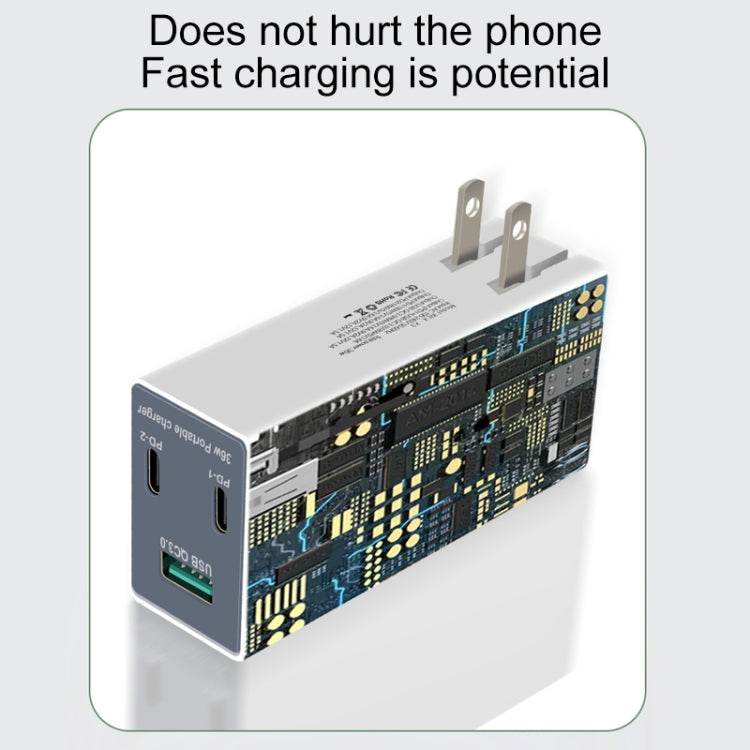 WLX-X3 36W 90 grados Cargador USB multifunción portátil con clavija plegable, enchufe de EE. UU. - venhogarsa.com