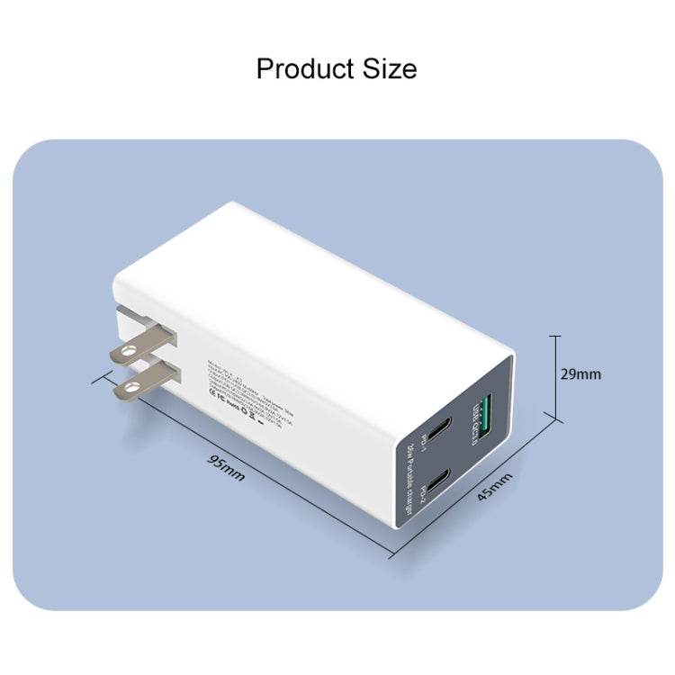 WLX-X3 36W 90 grados Cargador USB multifunción portátil con clavija plegable, enchufe de EE. UU. - venhogarsa.com