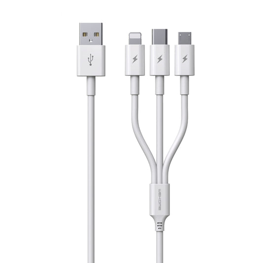 WK WDC-111 5A 3 en 1 Cable de carga súper rápido multifunción Micro + Type-C / USB-C de 8 pines, longitud: 1,3 m