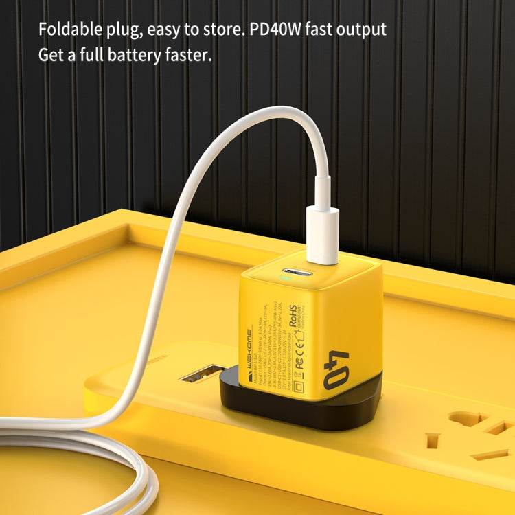 WK WP-U128 Cargador de nitruro de galio con interfaz dual USB-C/tipo-C de 40 W, especificaciones: enchufe para Reino Unido, UK Plug - venhogarsa.com