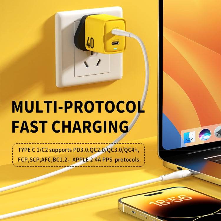 WK WP-U128 Cargador de nitruro de galio con interfaz dual USB-C/tipo-C de 40 W, especificaciones: enchufe para Reino Unido, UK Plug - venhogarsa.com