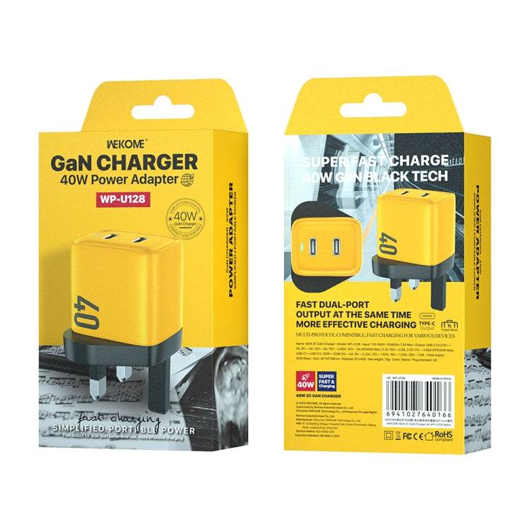 WK WP-U128 Cargador de nitruro de galio con interfaz dual USB-C/tipo-C de 40 W, especificaciones: enchufe para Reino Unido, UK Plug - venhogarsa.com